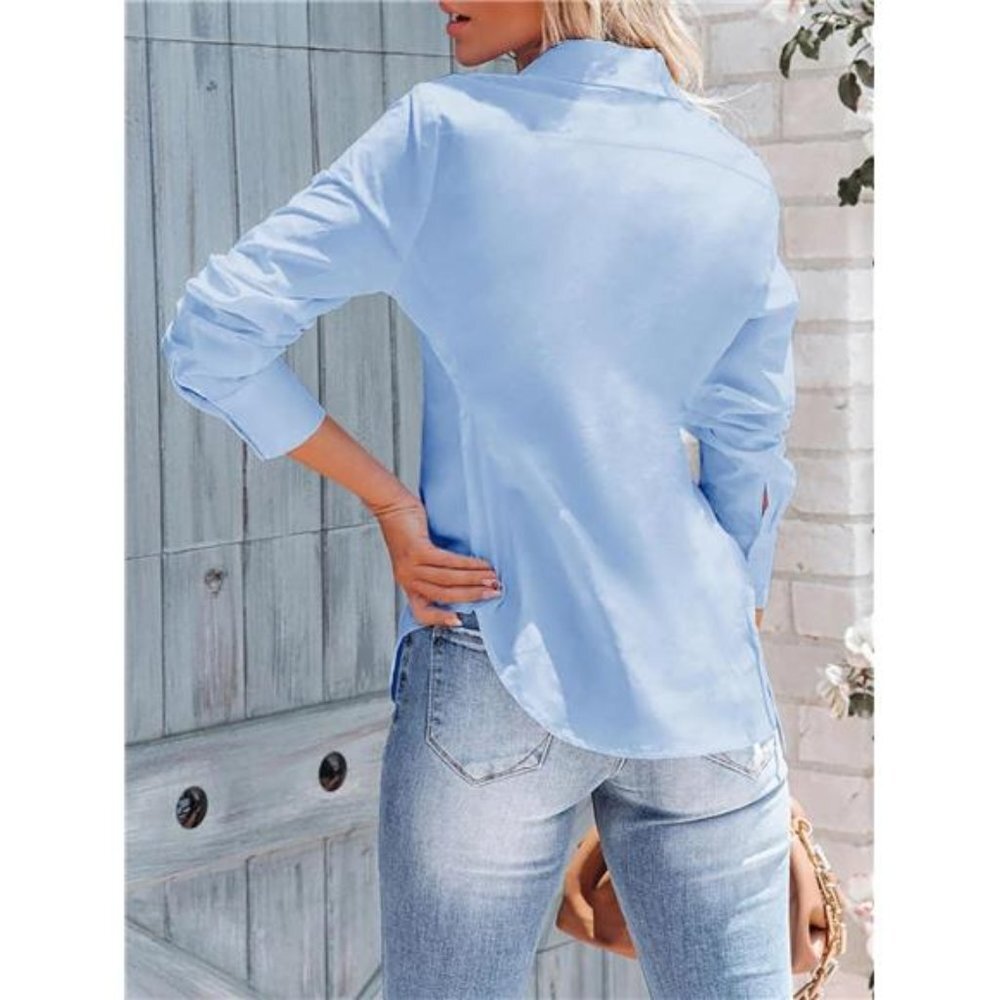 Women's Button Down Long Sleeve Dress Shirts Wrinkle Free Collared - Picture 2 of 6